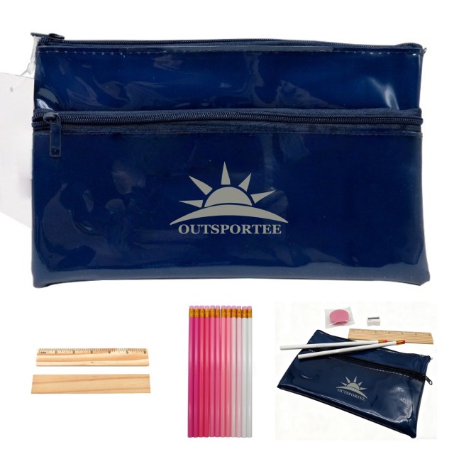 6 PCS Stationery Set PVC Case Pencil Ruler Eraser Sharpener Kit