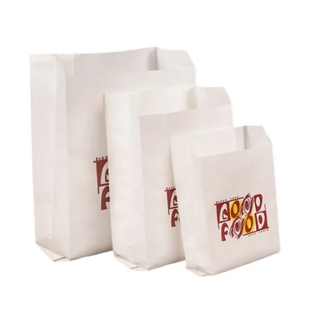 Disposable Food Service Greaseproof Kraft Paper Bags Fried