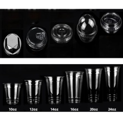 12/16/20oz PET Disposable Coffee Cup With Lid Cold Drink