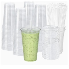 12/16/20oz PET Disposable Coffee Cup With Lid Cold Drink