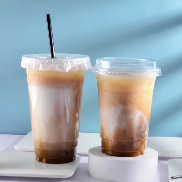 12/16/20oz PET Disposable Coffee Cup With Lid Cold Drink