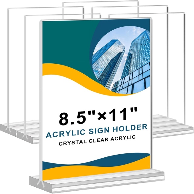 Clear Square Acrylic Sign Holder Vertical Menu Flyer Stand
