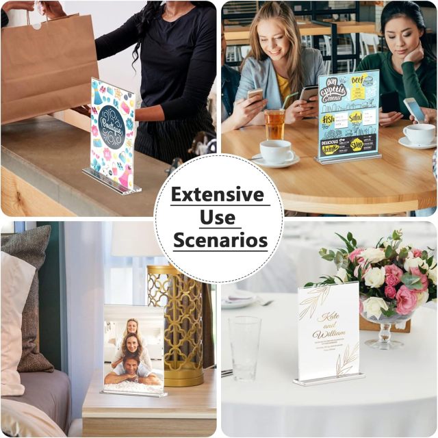 Clear Square Acrylic Sign Holder Vertical Menu Flyer Stand