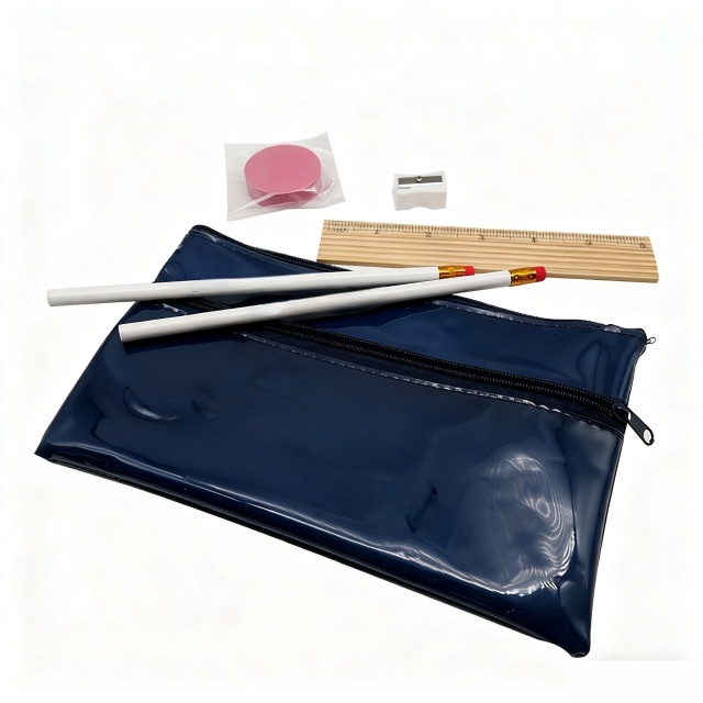 6 PCS Stationery Set PVC Case Pencil Ruler Eraser Sharpener Kit