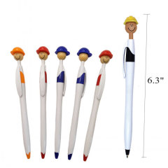 Construction Safety Helmet Ballpoint Pen W/ Smile Character