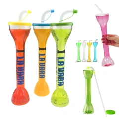 22 oz Plastic Yard Cups with Straw & Lid for Parties