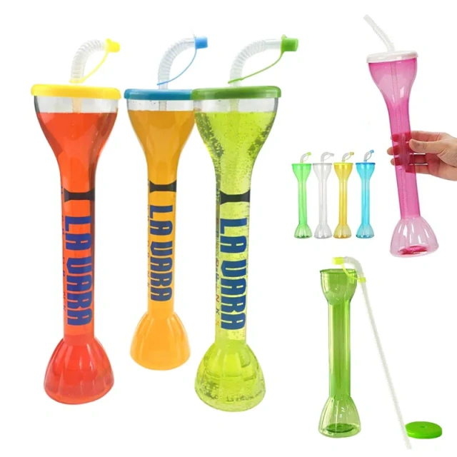 22 oz Plastic Yard Cups with Straw & Lid for Parties