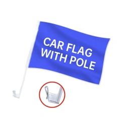 Custom Double Sided Car Window Flag W/ Clip and 17.7" Pole