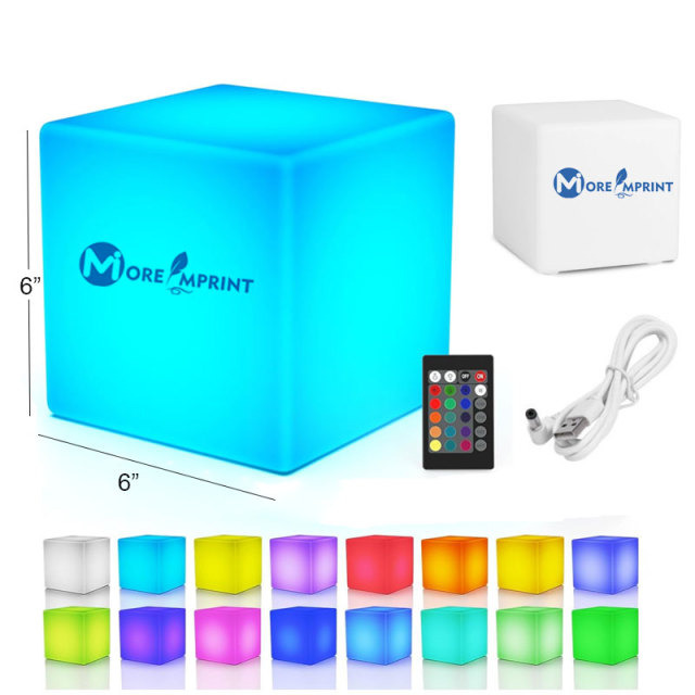 6" LED Cube Light Rechargeable RGB Color Changing Lamp