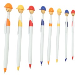 Construction Safety Helmet Ballpoint Pen W/ Smile Character