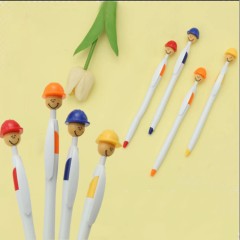 Construction Safety Helmet Ballpoint Pen W/ Smile Character
