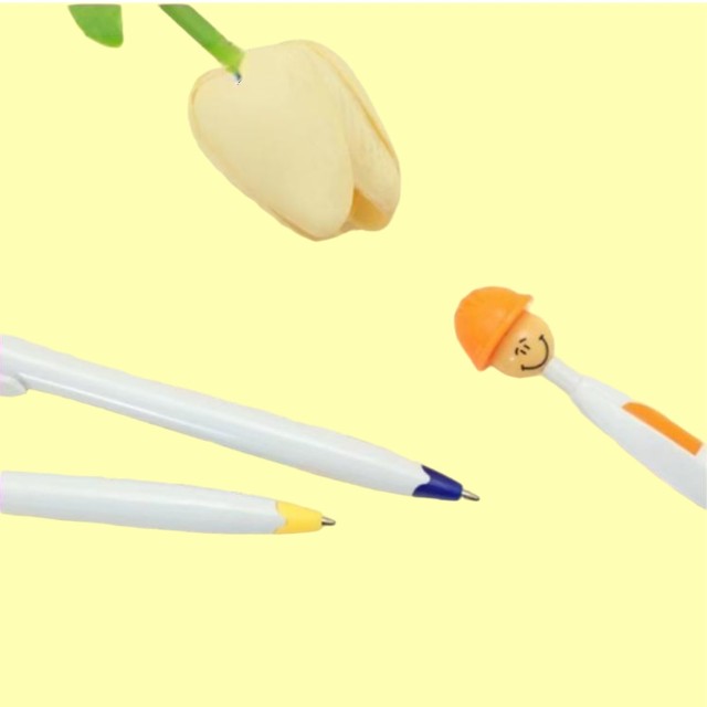 Construction Safety Helmet Ballpoint Pen W/ Smile Character