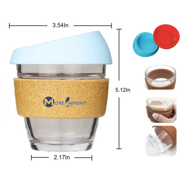 12oz Silicone Lid Cork Sleeve Mug Highball Glass Coffee Cup