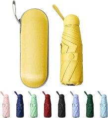 Mini Windproof Folding Sun & Rain Travel Umbrella with Case