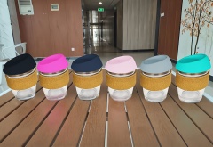 12oz Silicone Lid Cork Sleeve Mug Highball Glass Coffee Cup
