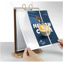 A4/A5/A6 T-shape Flip Wood Table Display Menu Holder