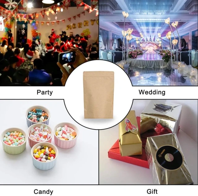 Coffee Food Storage Paper Bag Ziplock Kraft Stand Up Pouch
