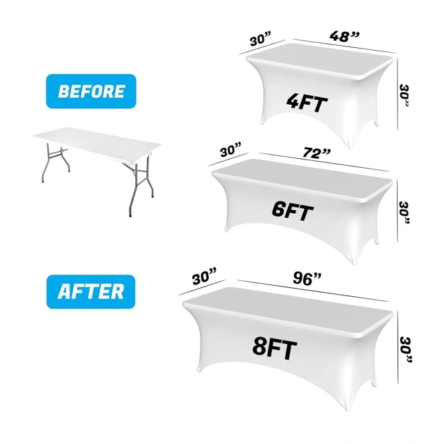 6ft Stretch Table Cover Wrap Fitted Tablecloth