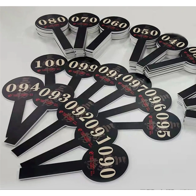 Handheld Auction Paddles Bidder Plastic Number Tag Board