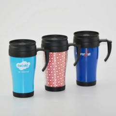 16oz Travel Mug Double Wall Plastic Tumbler W/ Lid Handle