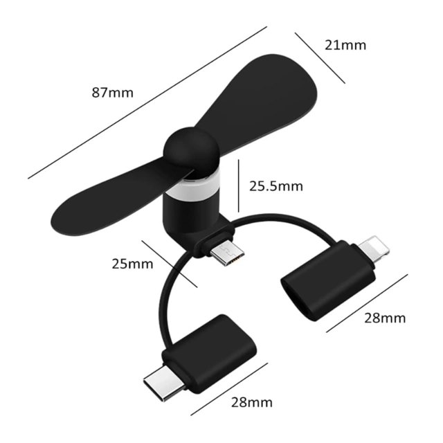 Portable Handheld 3-in-1 Mini Cell Phone Fan for Outdoor