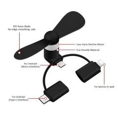 Portable Handheld 3-in-1 Mini Cell Phone Fan for Outdoor
