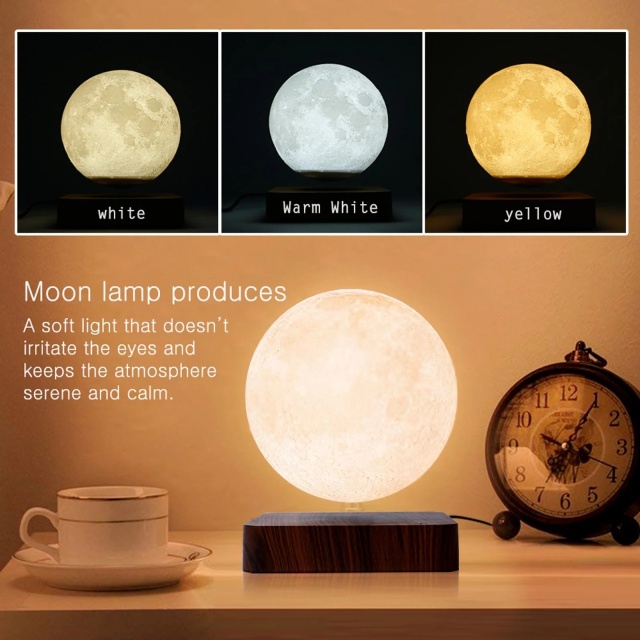 Magnetic Floating LED Light 3D Levitating Spinning Moon Lamp
