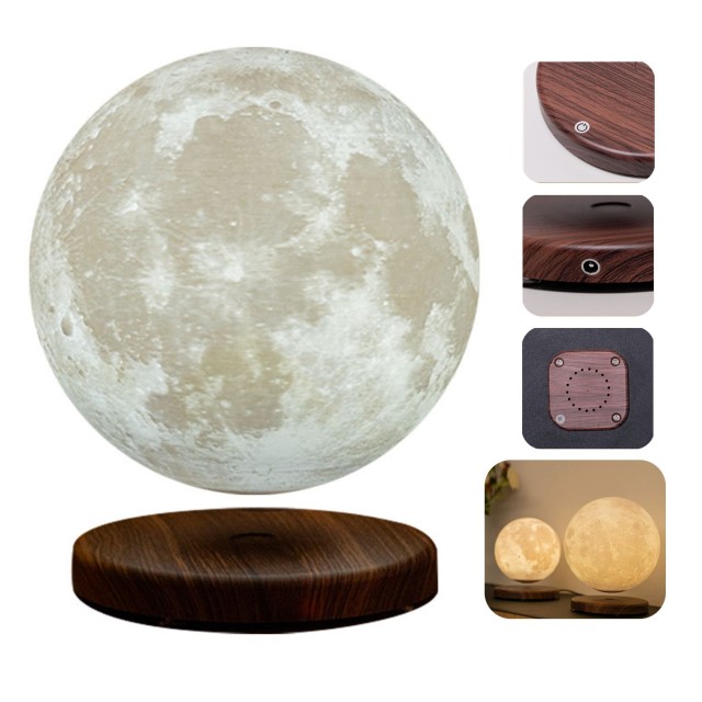 Magnetic Floating LED Light 3D Levitating Spinning Moon Lamp
