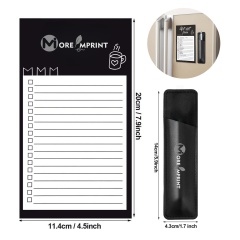 Magnetic Fridge Note Pad List w/ PU Leather Pen Holder Marker Pouch