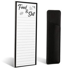 Magnetic Fridge Note Pad List w/ PU Leather Pen Holder Marker Pouch