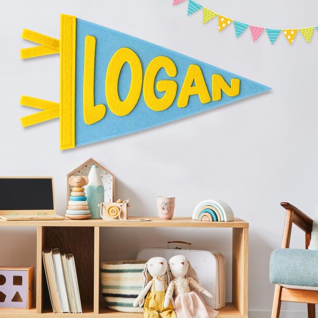 Triangle Name Sign Felt Tie Pennant Banner Wall Flag Decor