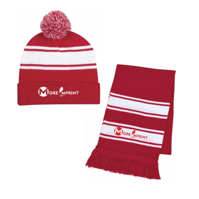 Knit Pom Custom Beanie Scarf Set