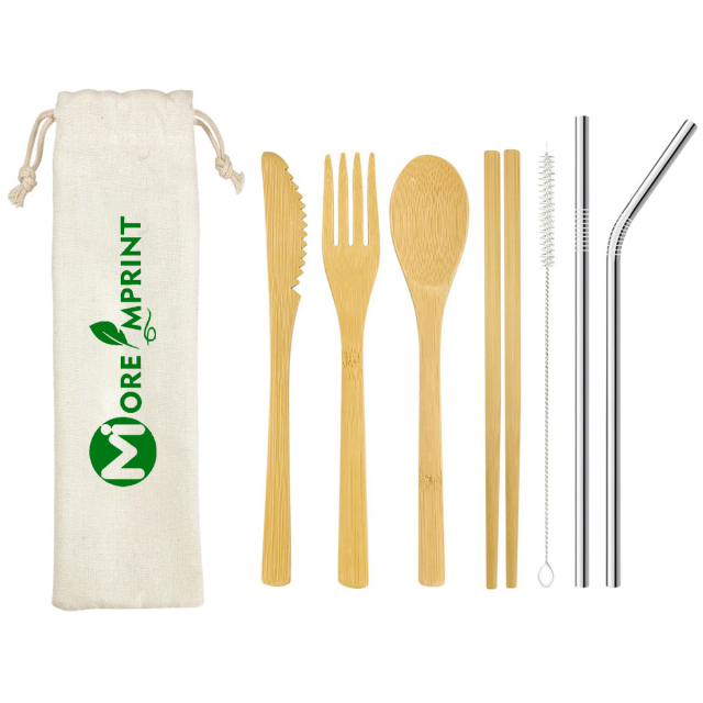 Custom Eco-Friendly Bamboo Dining Utensils Set- 7 Piece