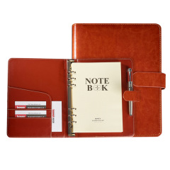 PU Leather Organizer Pockets Binder Refillable Notebook