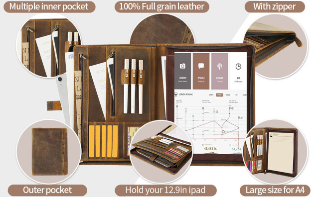 The Vegan Leather Portfolio Organizer Padfolio Folder Binder