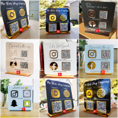 Acrylic QR Code Table Tent- Let's Connect/ Connect with us/ Let's get social