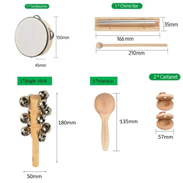 Tambourine Chime Bar Castanets Maracas Musical Instruments
