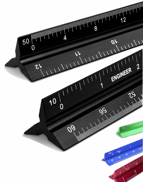 6" Small Pocket Engineering Aluminum Triangular scale Ruler