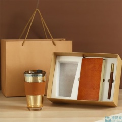 Business Giveaways Cooperate Glass Notebook Pen Gift Set