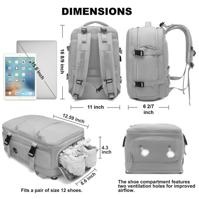 15.6" Laptop Travel Backpack Carry On Luggage Casual Daypack