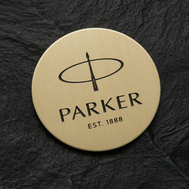 3" W x 1" H Personalized Etched Gold Name Label Art Tag