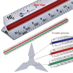 Tri-color Groove 12" Architectural Aluminum Triangular Scale