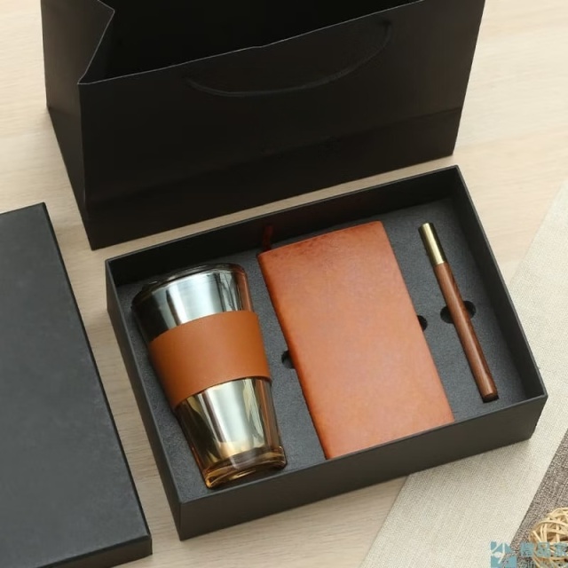 Business Giveaways Cooperate Glass Notebook Pen Gift Set