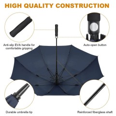 62 Inch Double Canopy Vented Automatic Stick Golf Umbrella