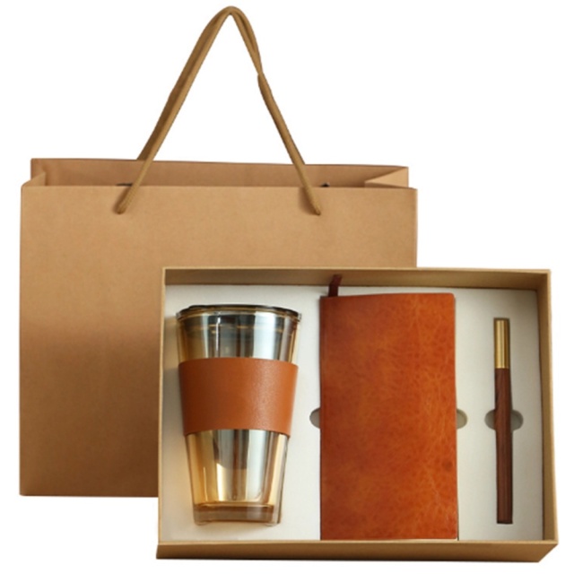 Business Giveaways Cooperate Glass Notebook Pen Gift Set