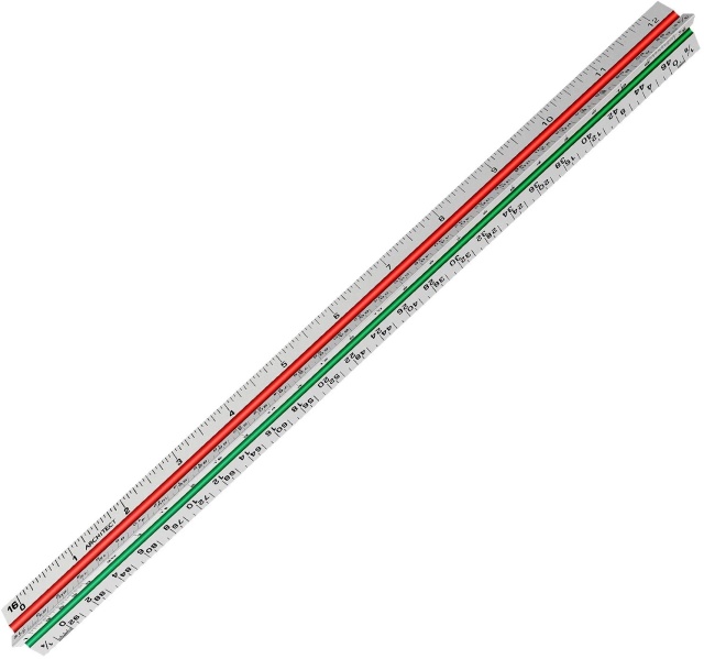 Tri-color Groove 12" Architectural Aluminum Triangular Scale