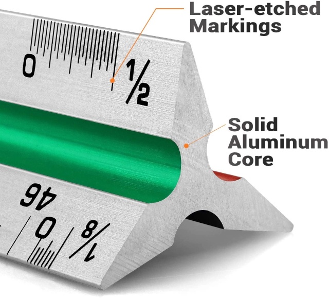 Tri-color Groove 12" Architectural Aluminum Triangular Scale