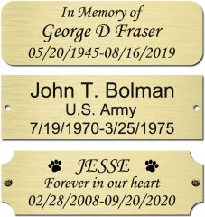 3" W x 1" H Personalized Etched Gold Name Label Art Tag