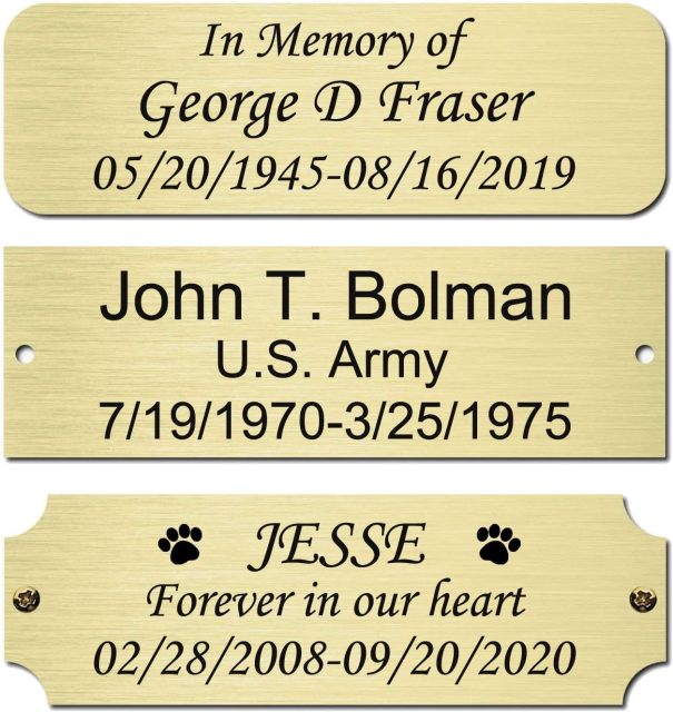 3" W x 1" H Personalized Etched Gold Name Label Art Tag