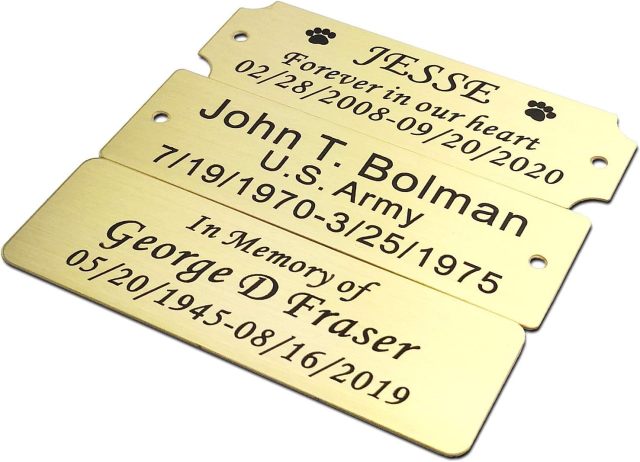 3" W x 1" H Personalized Etched Gold Name Label Art Tag